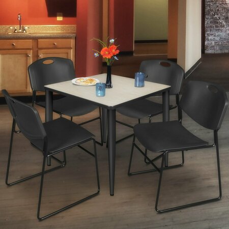 REGENCY Kahlo Square Table & Chair Sets, 30 W, 30 L, 29 H, Wood, Metal, Polypropylene Top, Maple TPL3030PLBK44BK